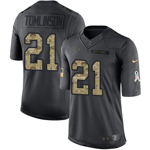 Nike Chargers #21 LaDainian Tomlinson Black Men's Stitched NFL Limited 2016 Salute to Service Jersey
